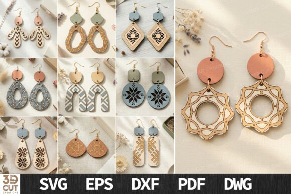 Download Boho Wood Earrings SVG Bundle - Svg bundle Collection