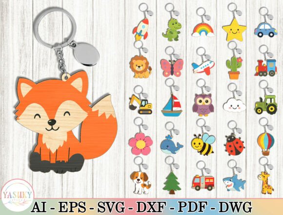 Download Cute Animal &amp; Kids Keychain SVG Bundle - Svg bundle Collection
