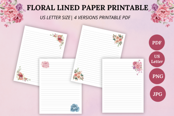 Download Floral Lined Paper Printable - Paper Collection