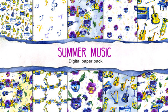 Download Summer Music Digital Paper Pack - Paper Collection