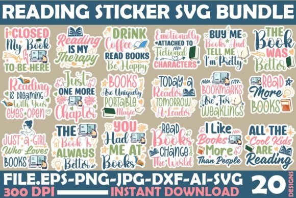 Download Reading Sticker SVG Bundle - Svg bundle Collection