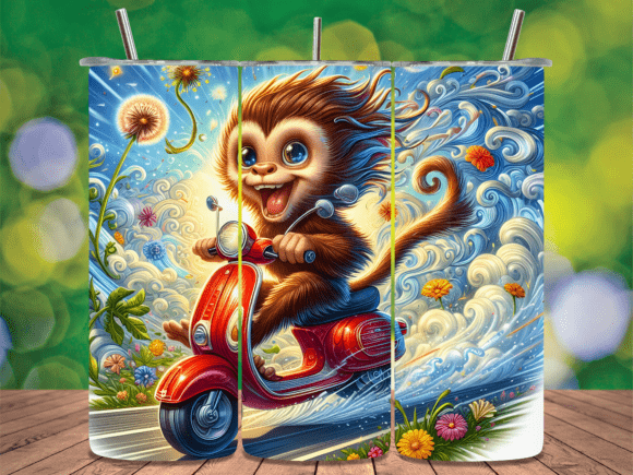 Download Scooter Riding Monkey Fun Tumbler Wrap - Premium Resources