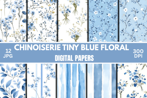 Download Chinoiserie Blue Floral Digital Paper - Paper Collection