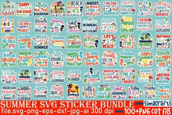 Download Funny Summer Sticker SVG Bundle - Svg bundle Collection