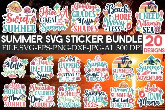 Download Summer Sticker SVG Bundle - Svg bundle Collection